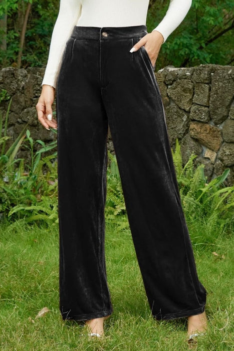 Velvet Wide Leg Pants