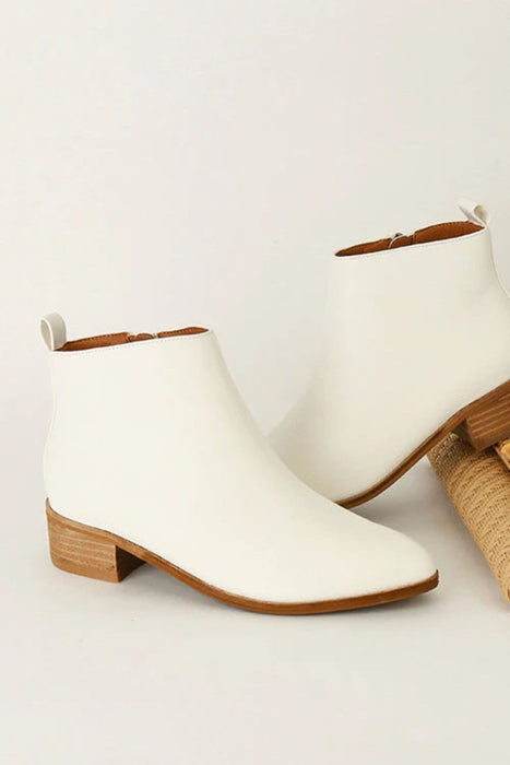 White Leather Booties