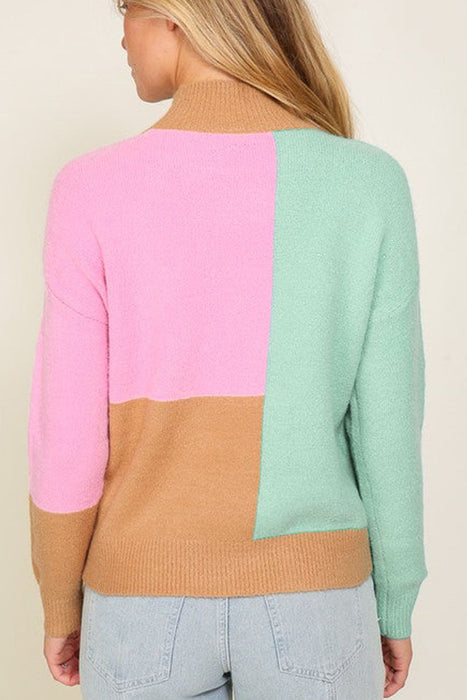 Color Block Mock Sweater