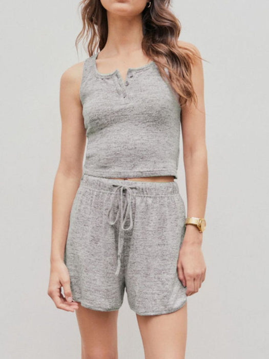 Top and Drawstring Shorts Lounge Set | Loungewear Set