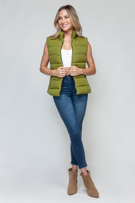 Green Turtleneck Vest with Pockets