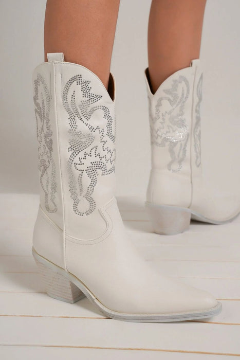 White Rhinestone Cowgirl Boots