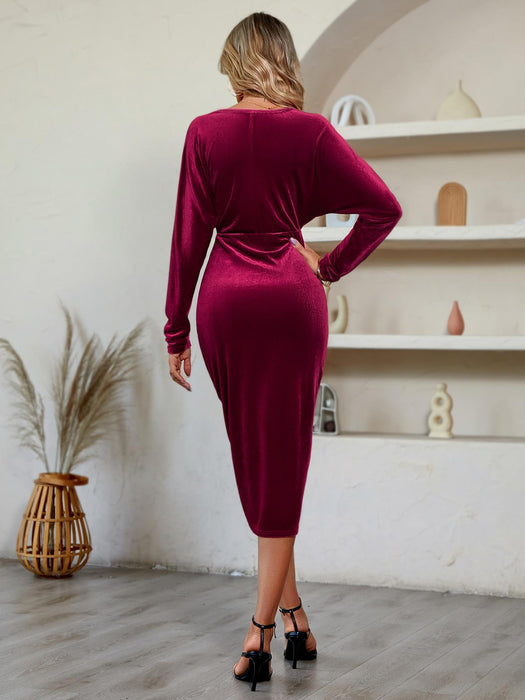 Long Sleeve Tulip Hem Dress