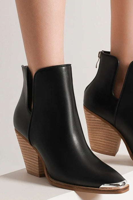 Pointed Metal-Tip Ankle Boots