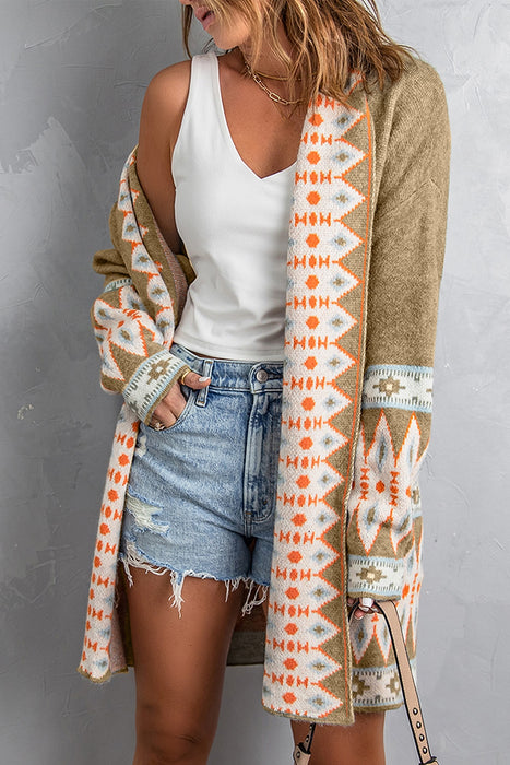 Geometric Long Sleeve Cardigan