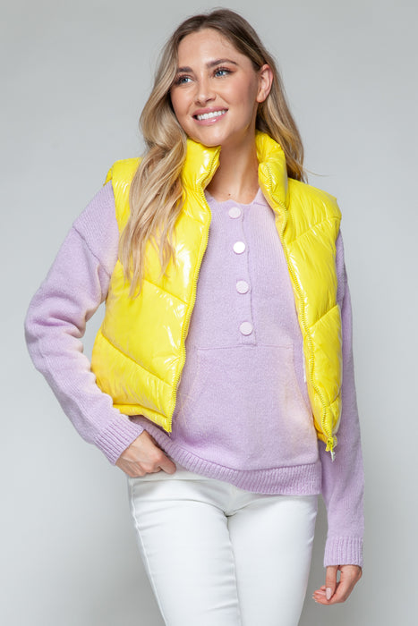 Yellow Shiny Quilted Vest