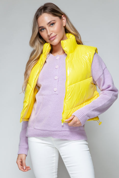 Yellow Shiny Quilted Vest