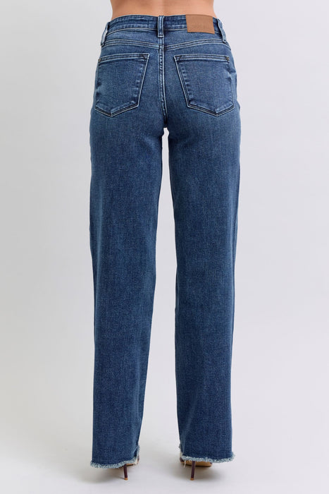 Raw Hem Mid Rise Jeans