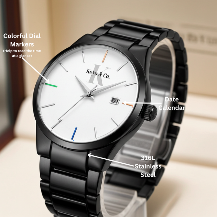 Keyo & Co. | Men's Black Watch | Quartz Movement | Water Resistant