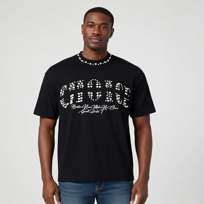 Men's Pearl Detail Round Neck T-Shirt