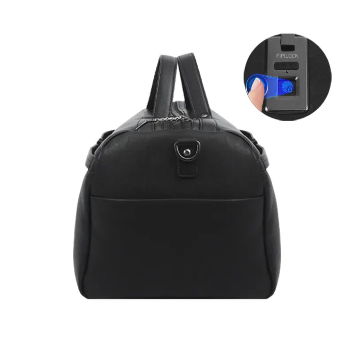 Genuine Leather Travel Duffel Bag | Black