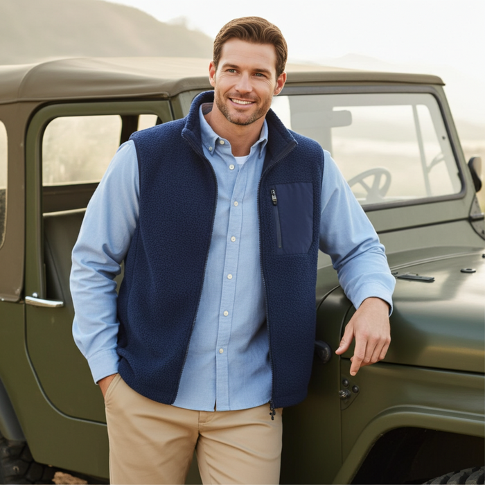 Men's Fleece Zip Up Vest with Pockets