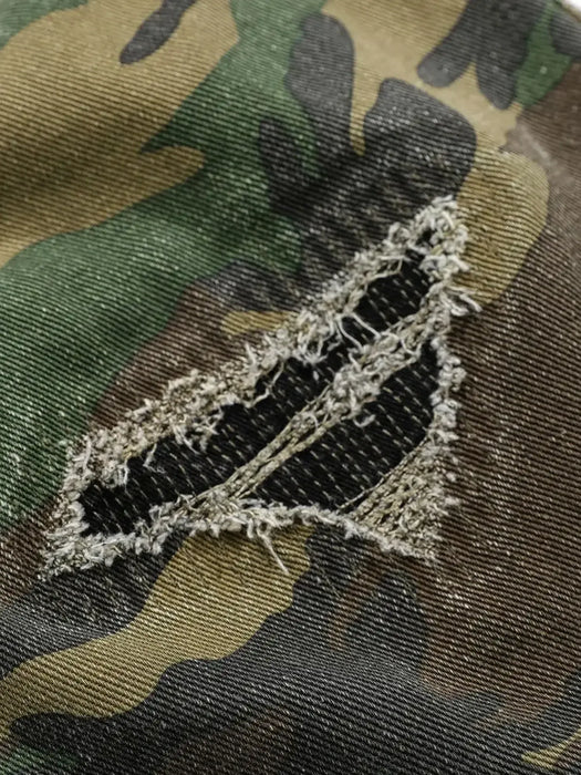 Men's Distressed Camouflage Cargo Pants