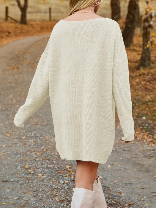 Mini Sweater Dress | V-Neck Sweater Dress