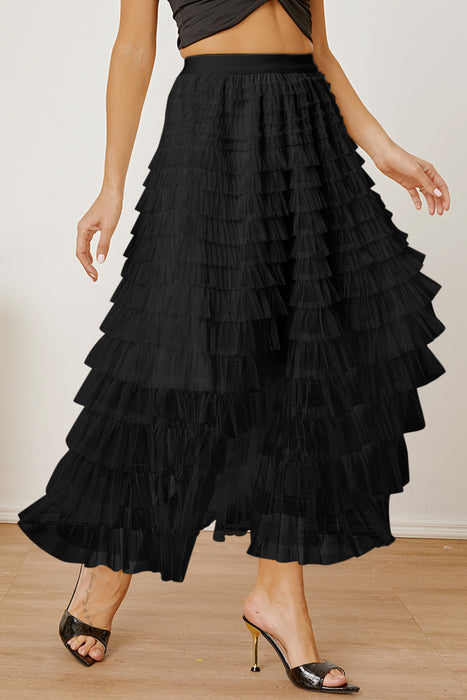 High Waist Tiered Skirt