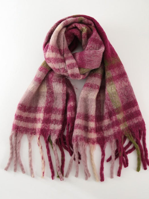 Fringe Plaid Scarf