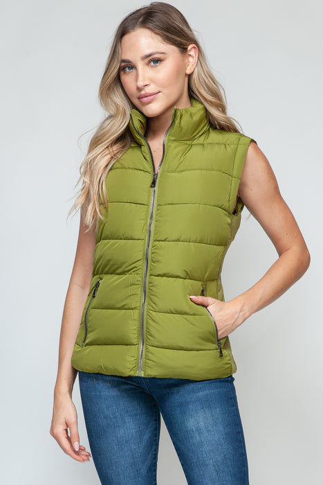 Green Turtleneck Vest with Pockets