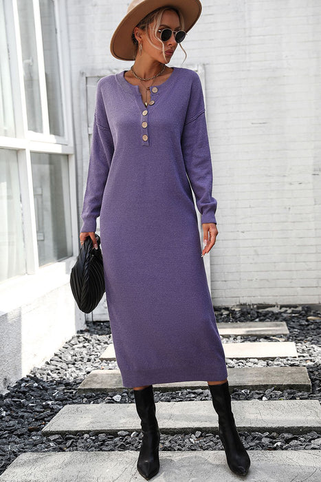 Long Sweater Dress | Button-Down Midi Dress