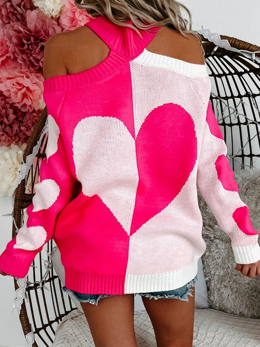 Valentine's Day Cold Shoulder Sweater