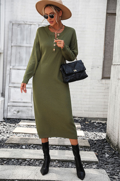 Long Sweater Dress | Button-Down Midi Dress