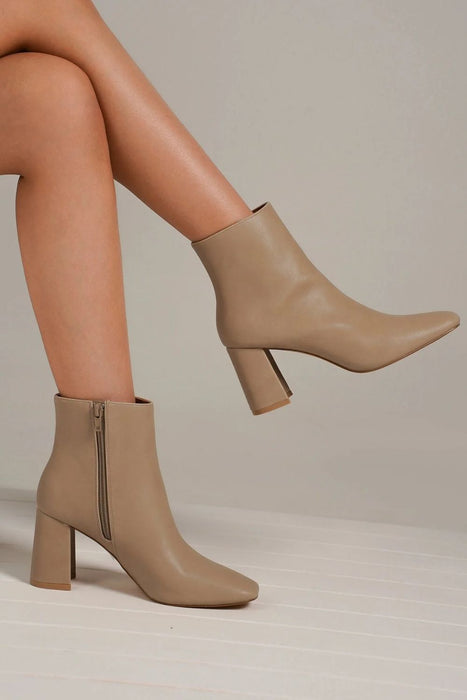 Leather Block Heel Boots