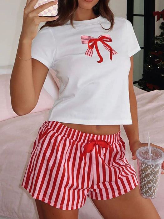 Short Sleeve Top Shorts Set