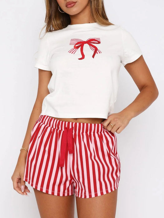 Short Sleeve Top Shorts Set