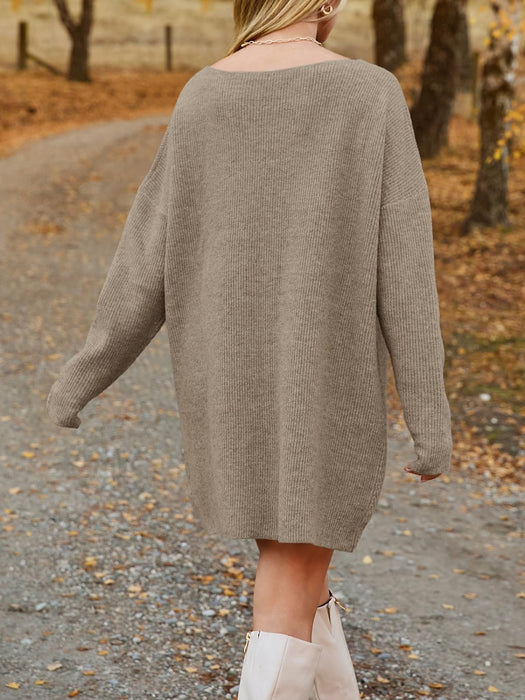 Mini Sweater Dress | V-Neck Sweater Dress