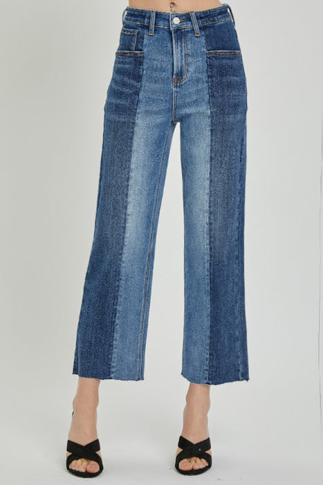 Mid-Rise Waist Two-Tones Jeans