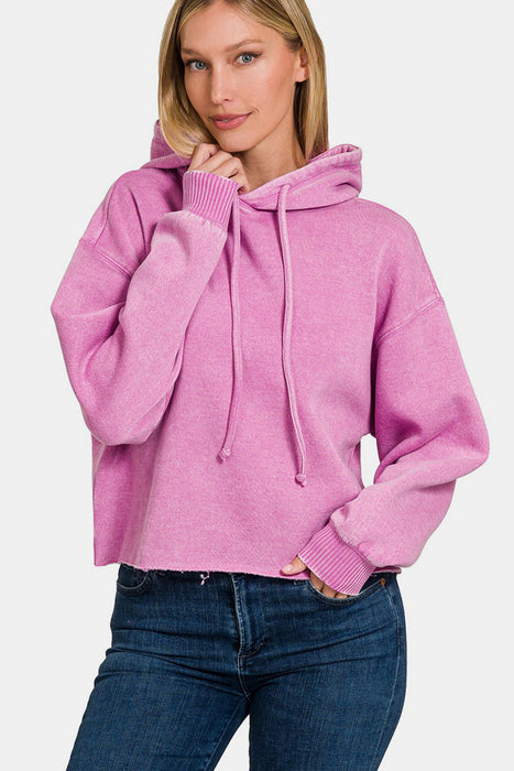 Pink Acid Wash Hoodie