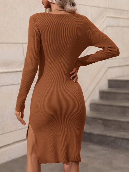 Midi Sweater Dress | Color Block Sweater Dress