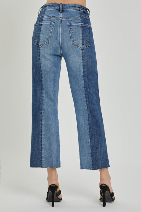 Mid-Rise Waist Two-Tones Jeans