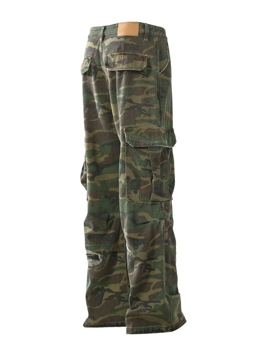 Men's Distressed Camouflage Cargo Pants