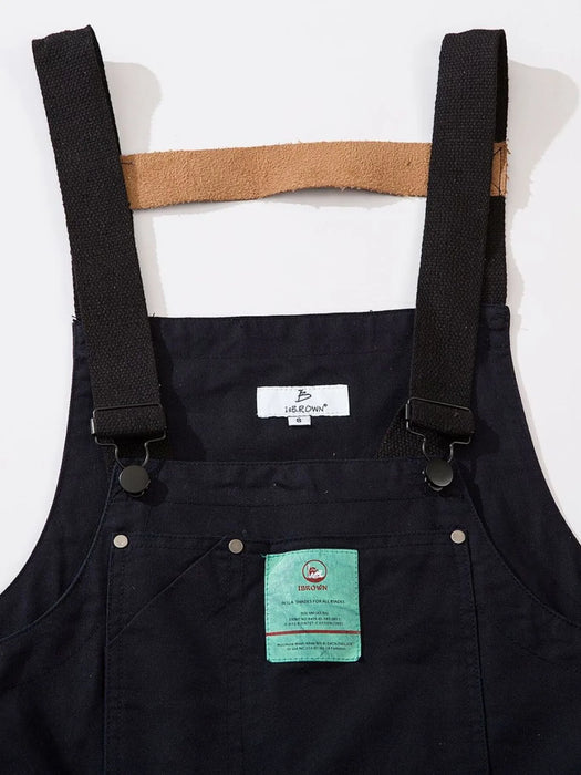 Men's Loose Fit Cargo Denim Overalls