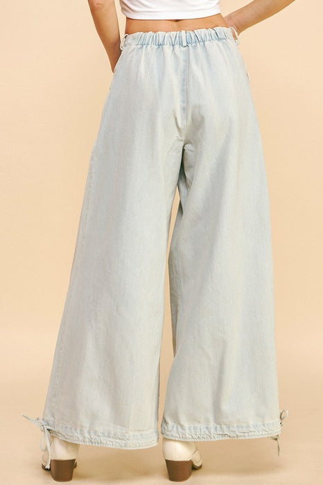 Hem Wide Leg Mid Rise Jeans