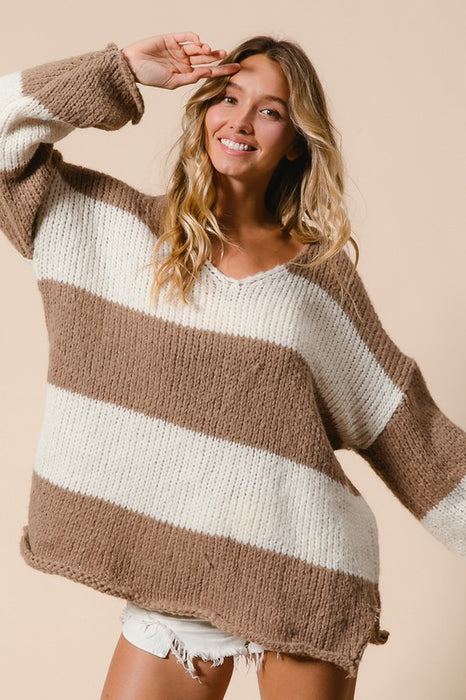 Striped V-Neck Sweater