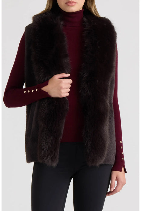 Vest with Faux Fur Collar