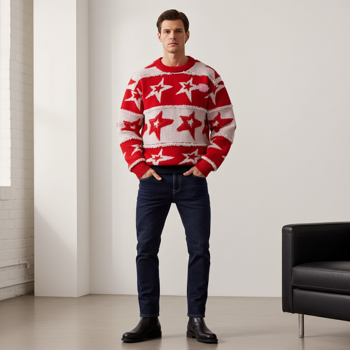 Men's Star Pattern Knitted Sweater